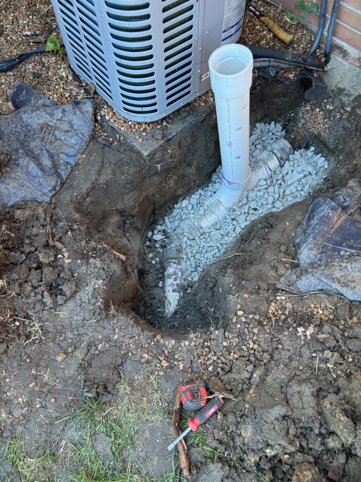 Sewer line excavation and repair by Golden Plumbing